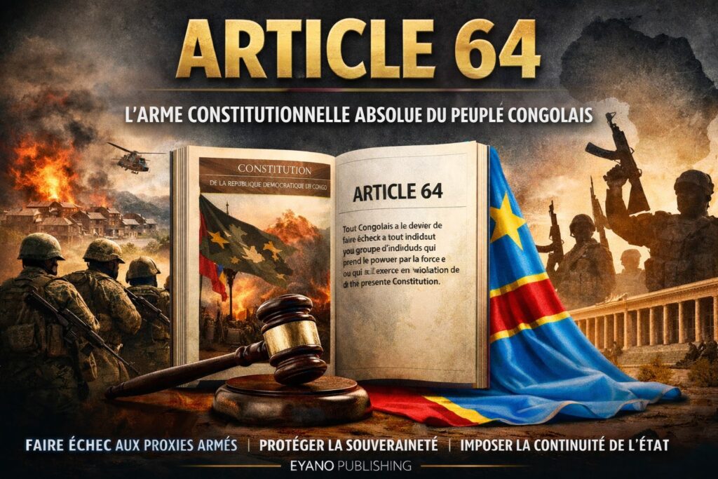 ARTICLE 64 — Quand la Constitution devient le bouclier du peuple.
Face à l’agression extérieure et aux groupes armés soutenus de l’étranger, la continuité de l’État n’est pas une option politique, mais un devoir constitutionnel.
Refuser la force. Protéger la souveraineté. Défendre la République.
Eyano Publishing – Penser l’État. Défendre la souveraineté.
