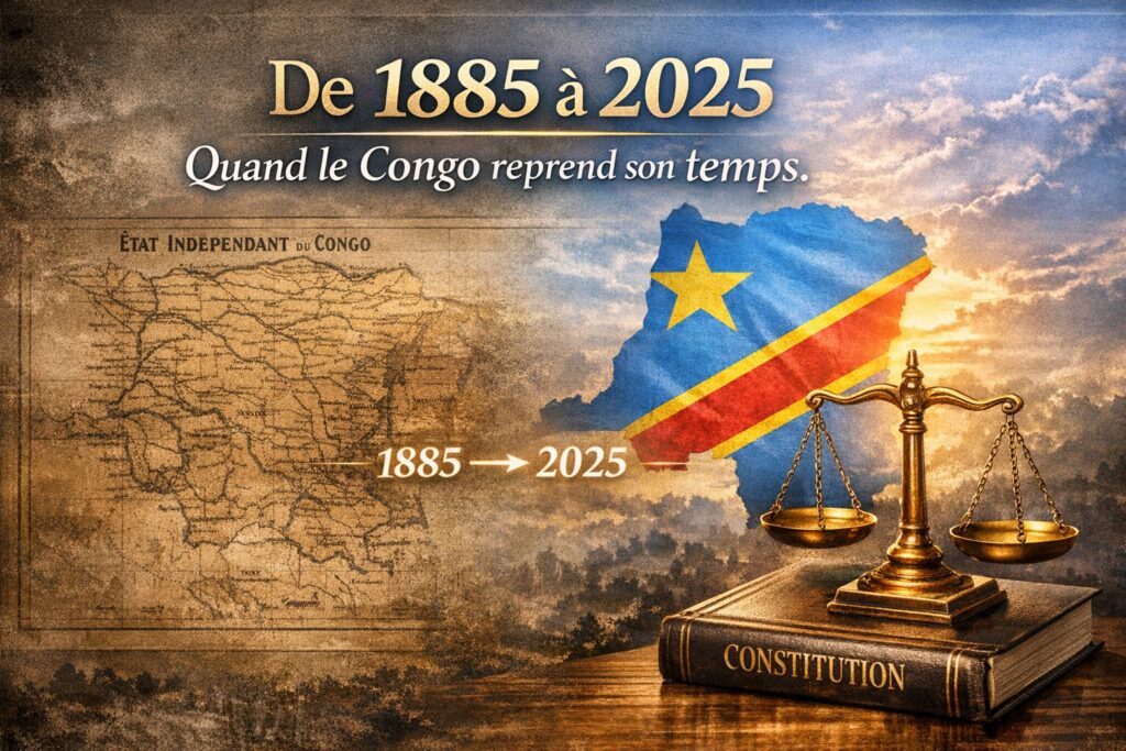 De 1885 à 2025 — Quand le Congo reprend son temps.
De l’État indépendant de façade né le 1er juillet 1885 à la reconnaissance internationale de l’agression en 2025, le Congo referme un cycle de dépossession juridique vieux de 140 ans.
Par le droit, par la légitimité populaire incarnée par Félix Antoine Tshisekedi Tshilombo, et par la Doctrine Kazadi-Tshilumbayi, la souveraineté congolaise cesse d’être suspendue au calendrier imposé de l’extérieur.